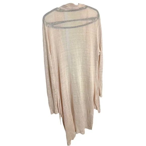 Eileen Fisher Cardigan Women Blush Open Front Asymmetric Cascade 41" Long - Picture 3 of 5